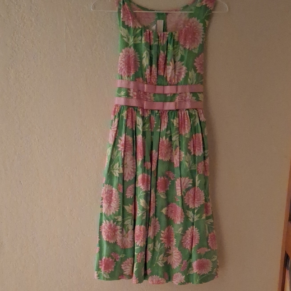 Floral Green and Pink Kids Dress